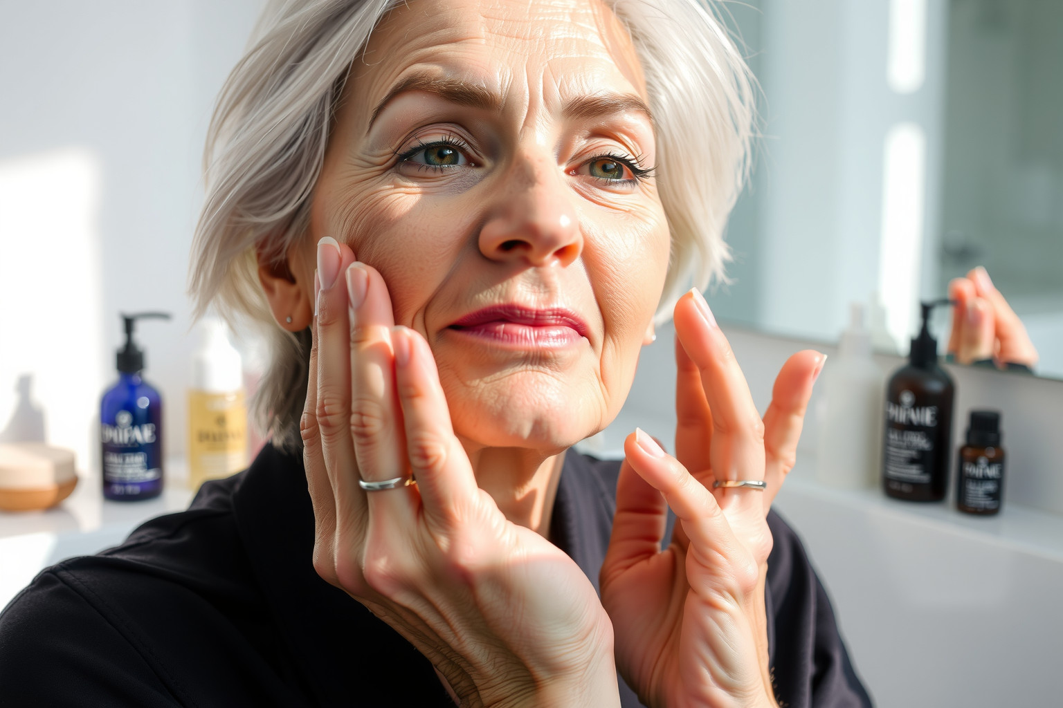Menopauza után a hidratálás és védelem kulcsfontosságú bőrápolásban.
