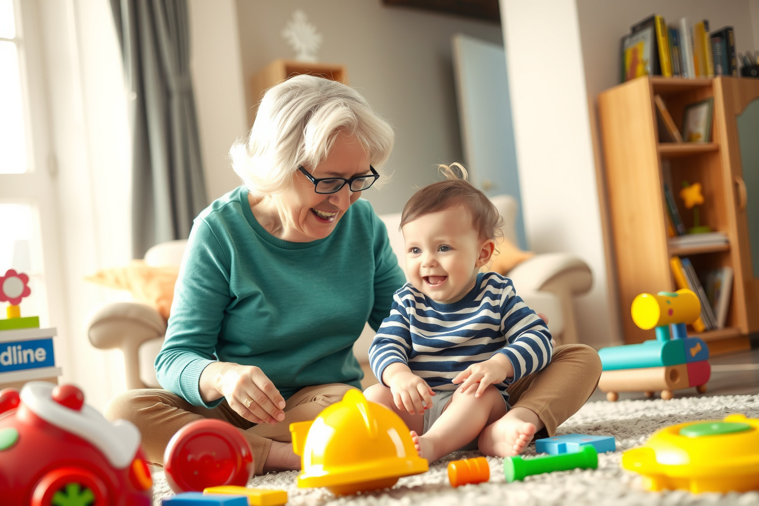 A nagymama játékai támogatják a baba érzelmi és szellemi fejlődését.
