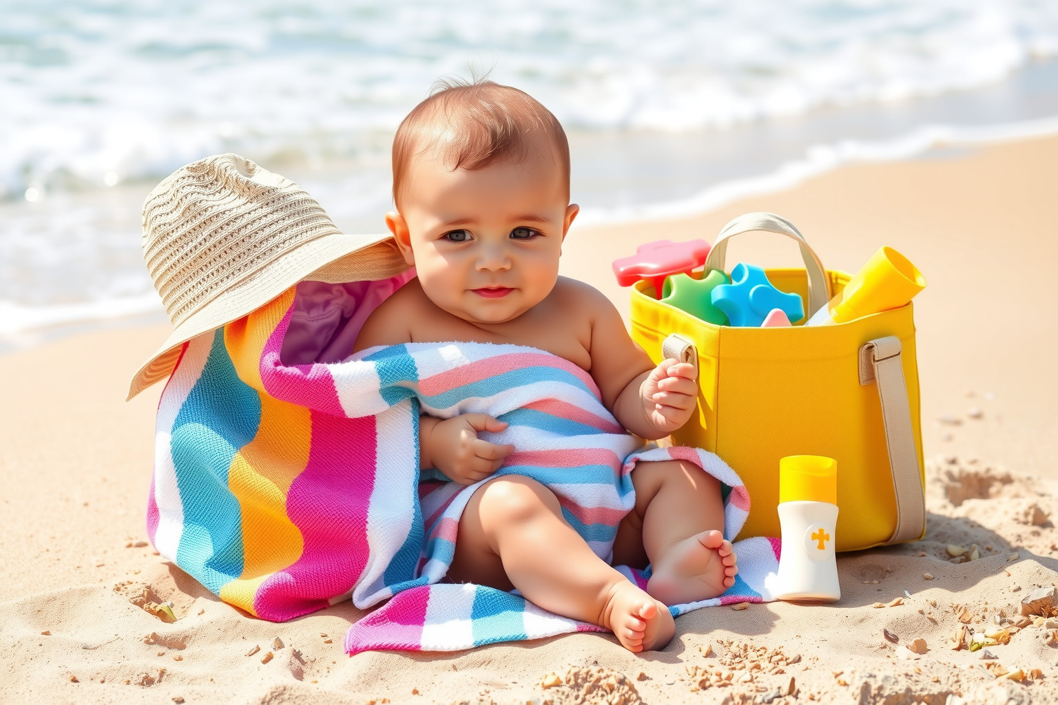 Strandon babafürdetéshez válassz könnyű, gyorsan száradó törölközőt!