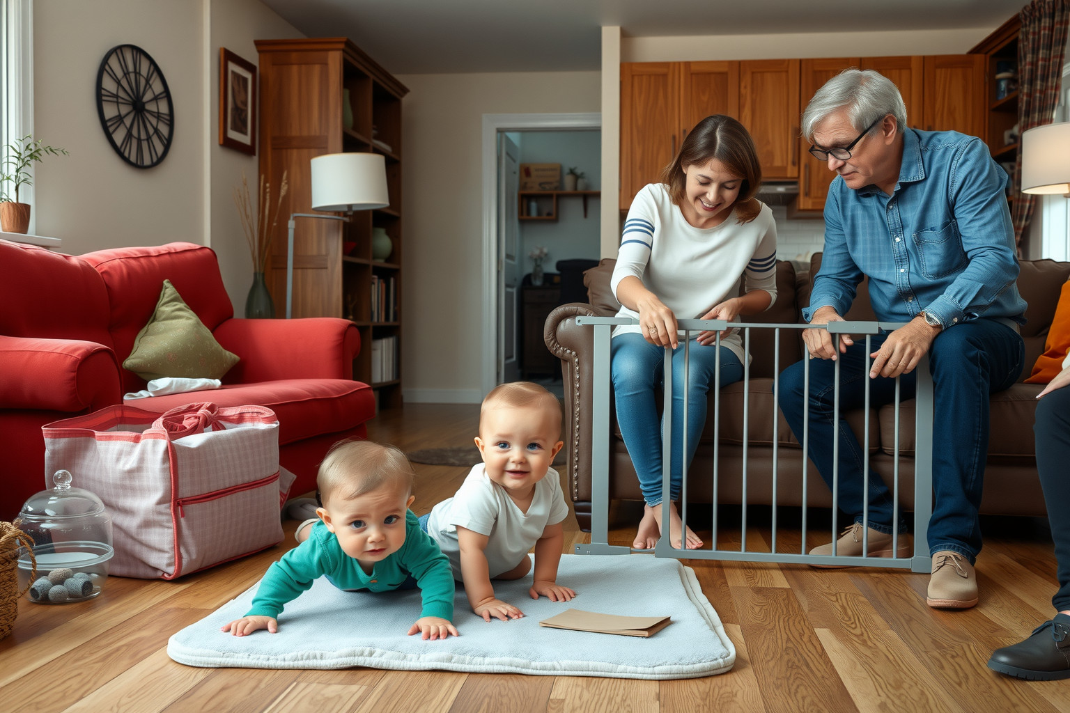 A nagycsaládban közös figyelem a baba biztonságának kulcsa.