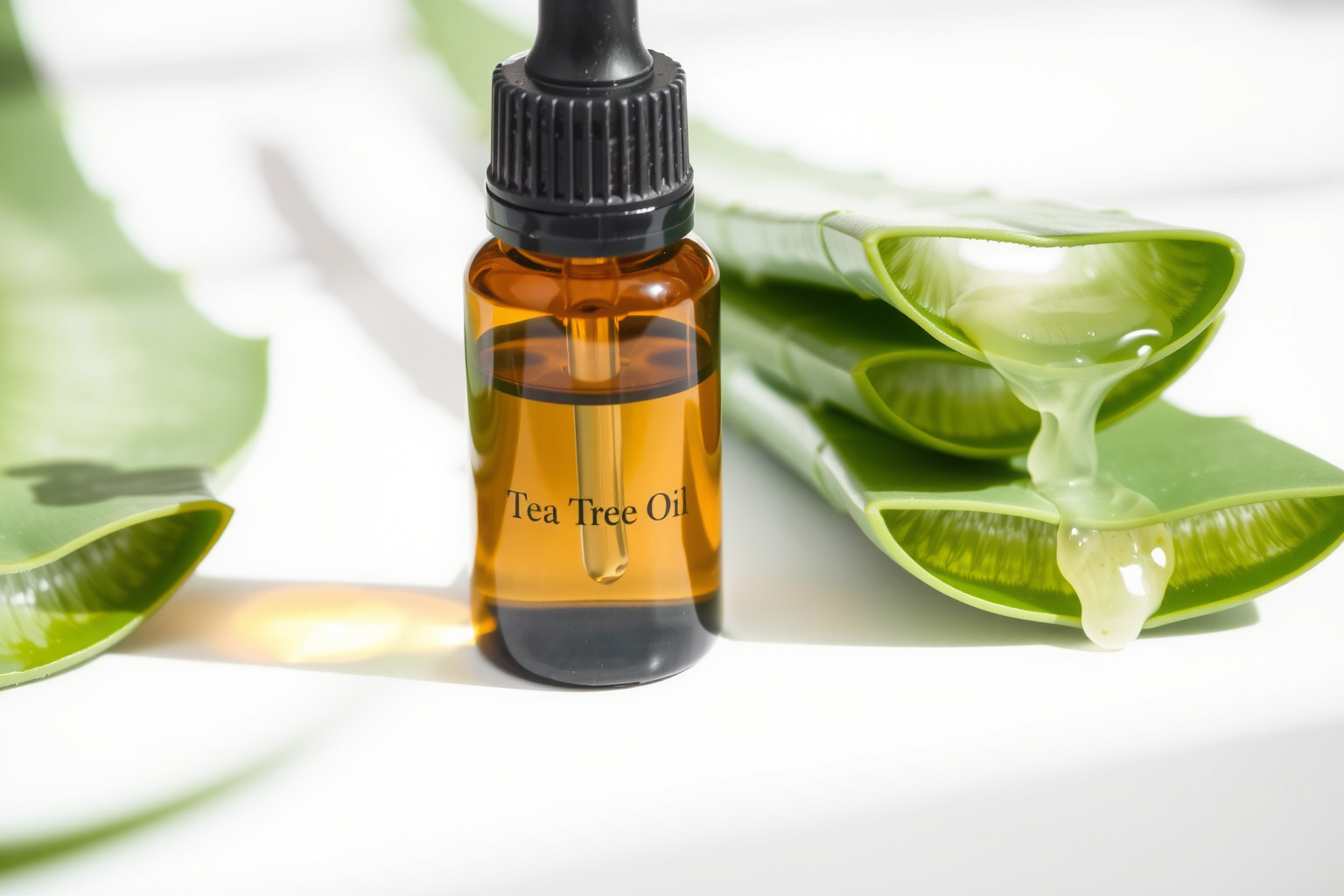 A teafaolaj és aloe vera hatékony természetes gyulladáscsökkentők pattanásokra.