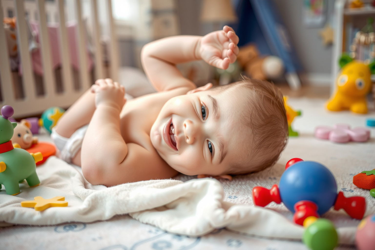 Hasra fektetés erősíti a baba nyak- és törzsizmait.