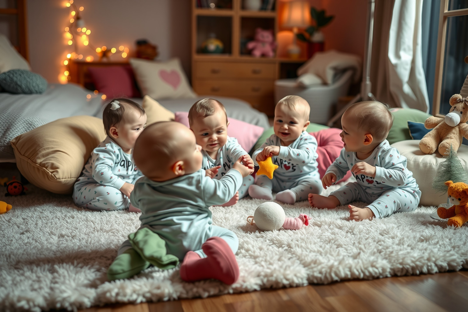 Babapizsamapartin a színes mesekönyvek varázslatos hangulatot teremtenek.
