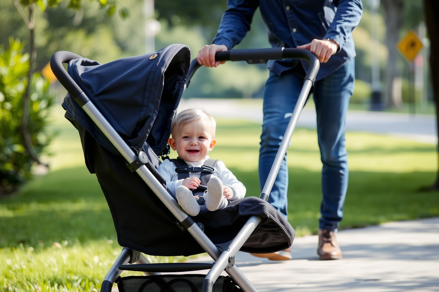 A babakocsi megfelelő beállítása védi a baba gerincét.