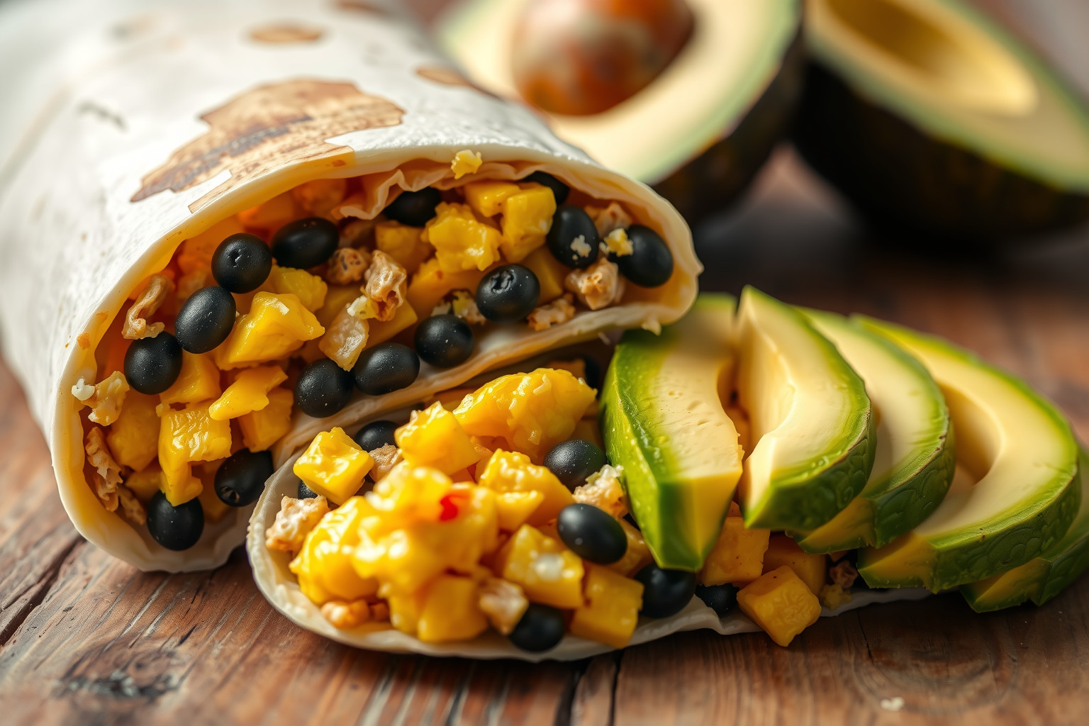 A tojásos-babos burrito avokádóval egészséges és gyors reggeli.