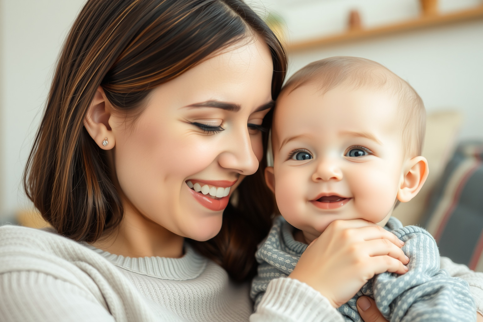 A természetes pillanatok megörökítik a baba-mama kötődést.