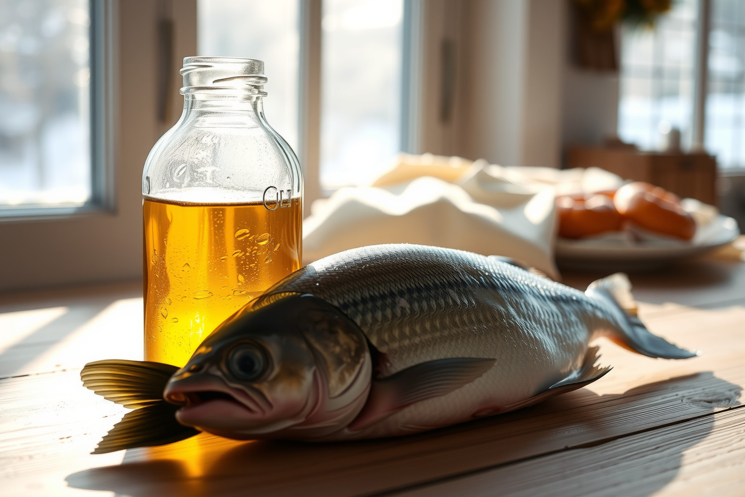 A tőkehal májolaj gazdag D-vitaminforrás téli napfényhiányra.
