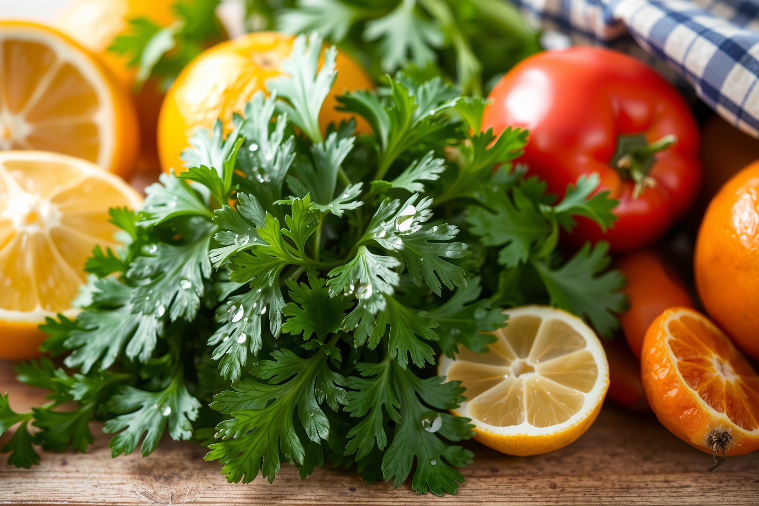 A petrezselyem gazdag C-vitaminban és antioxidánsokban a méregtelenítéshez.