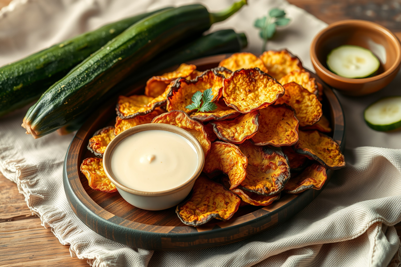 A cukkini chips enyhe ízével tökéletes könnyű nassolnivaló.