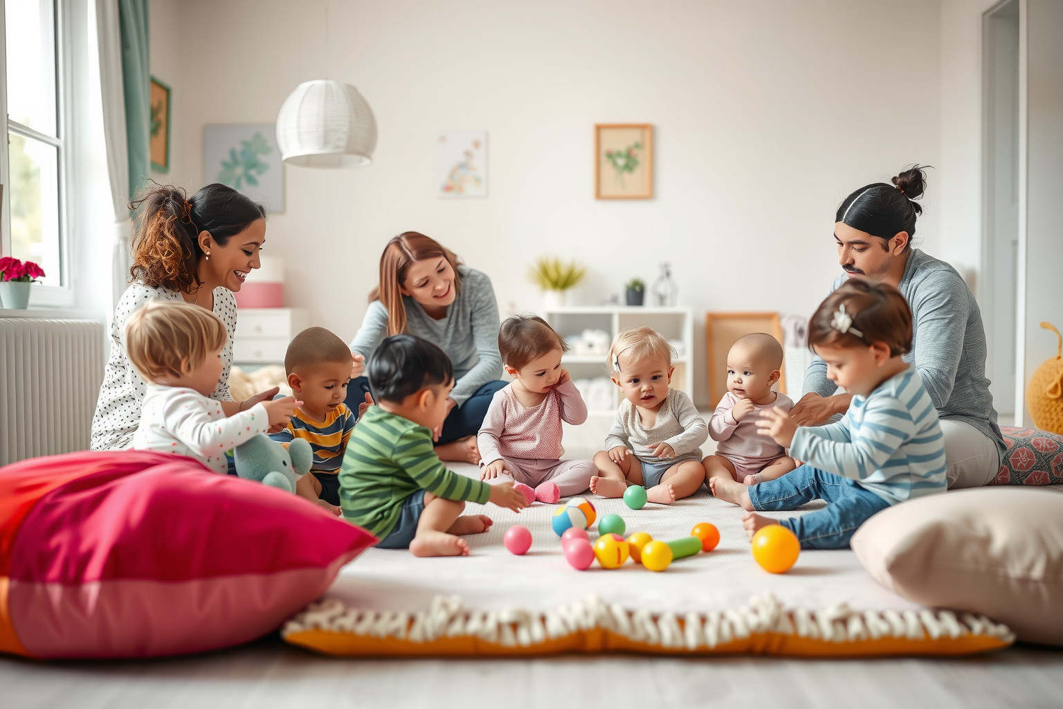 A játékcsoportok elősegítik a baba korai társas készségeinek fejlődését.