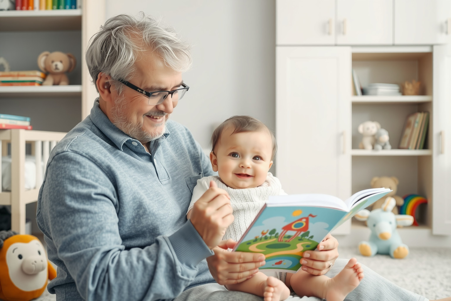 A rendszeres könyvolvasás fejleszti a baba nyelvi képességeit.