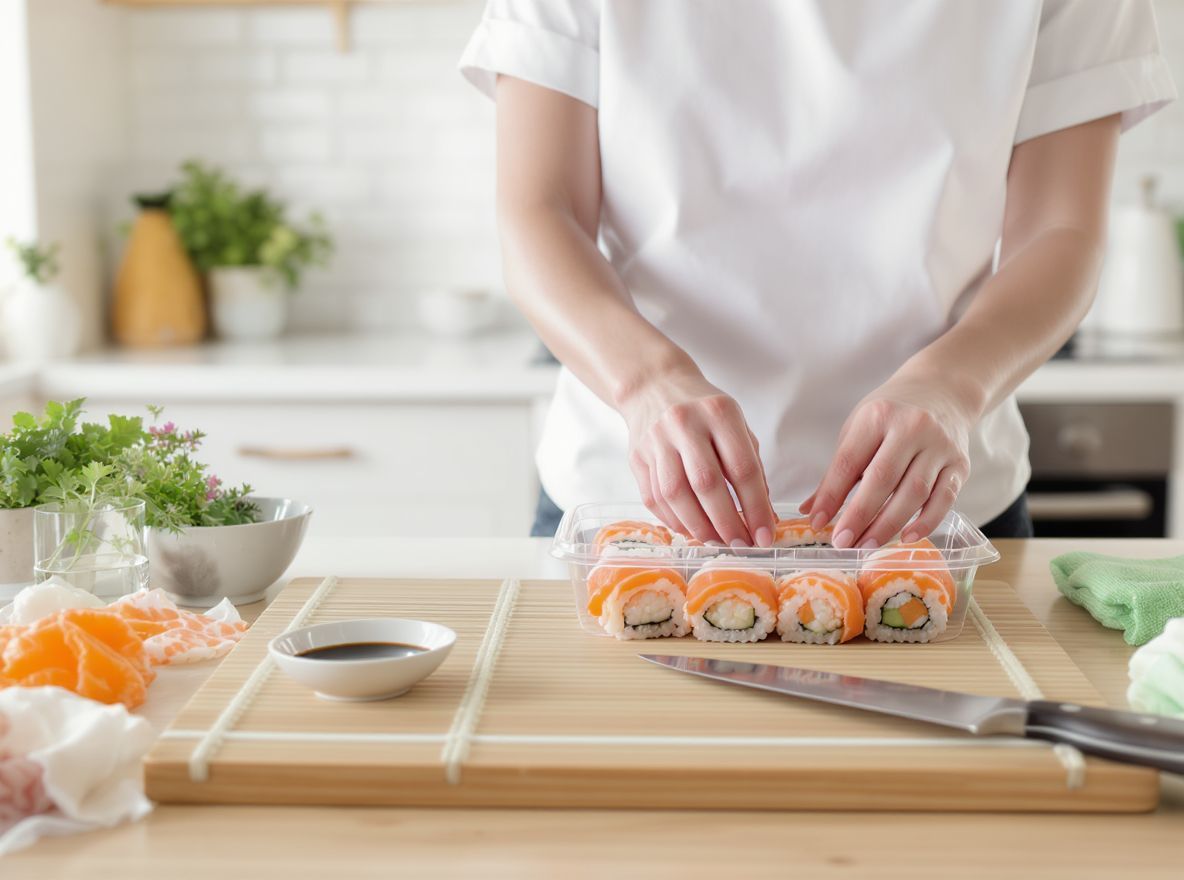 A sushi rizs hűtőben tárolva megőrzi állagát.