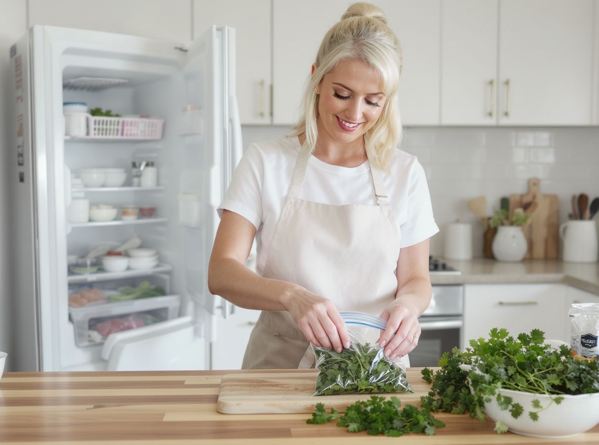 A fagyasztás megőrzi a petrezselyem zöld színét.