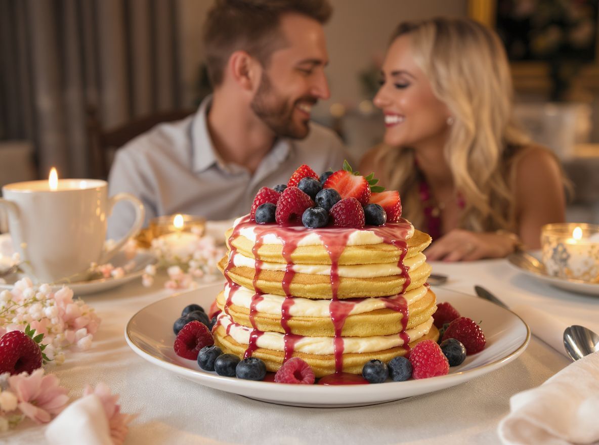 A mascarponés palacsinta torony édes élmény a szerelmeseknek.