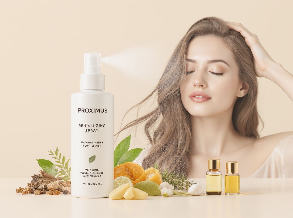 A Proximus spray természetes összetevőkkel serkenti a hajnövekedést.