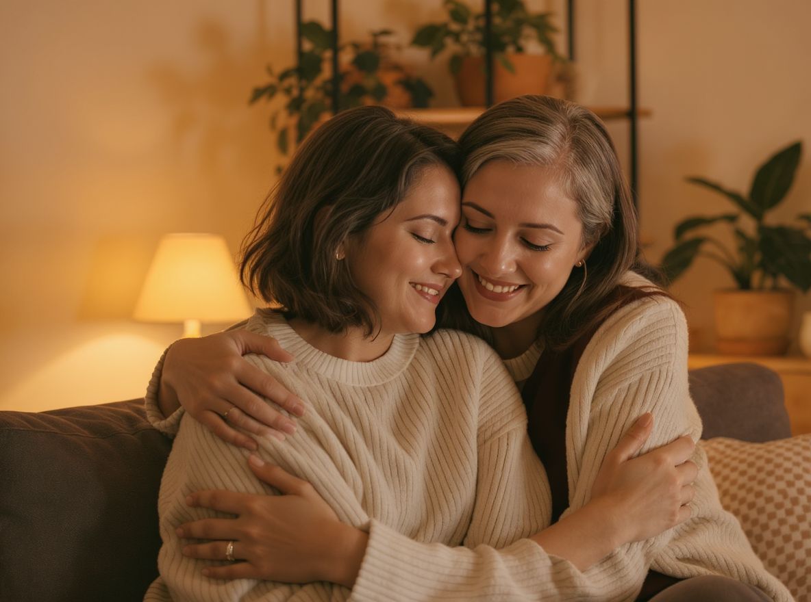 Az ölelés csökkenti a stresszt és erősíti a kapcsolatokat.