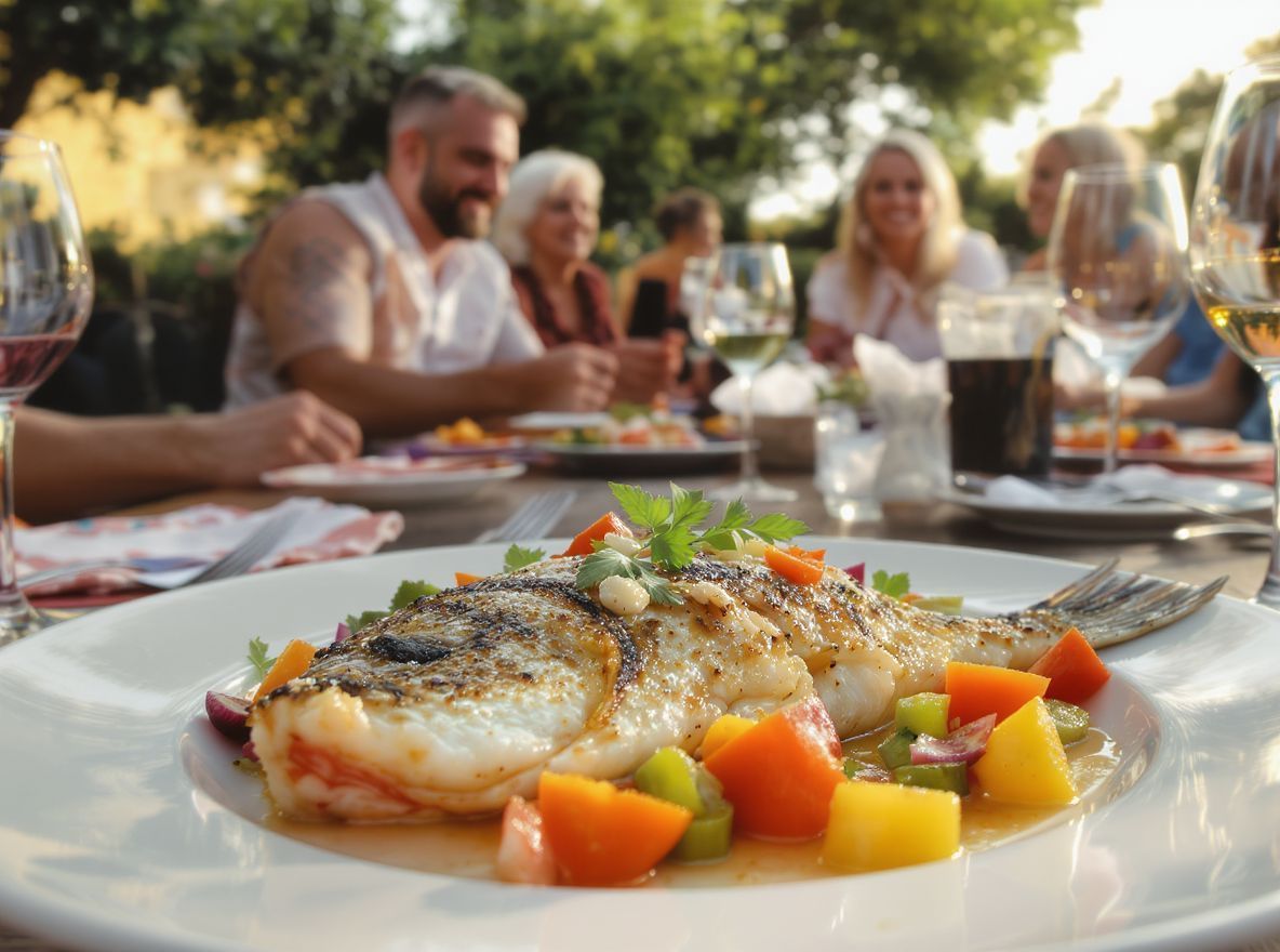 A grillezett branzino friss zöldségekkel ínycsiklandó élmény!