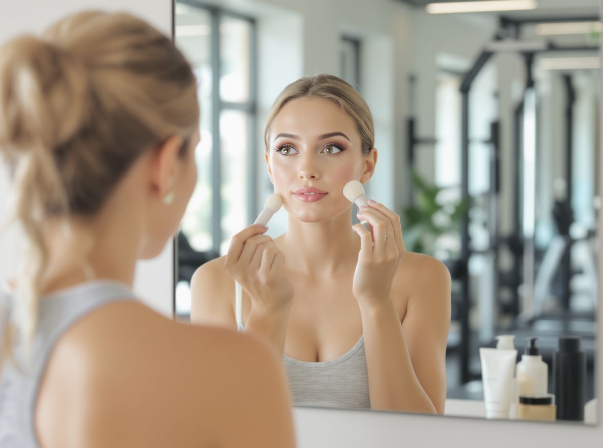 A minimalista smink hangsúlyozza a természetes szépséget edzés közben.