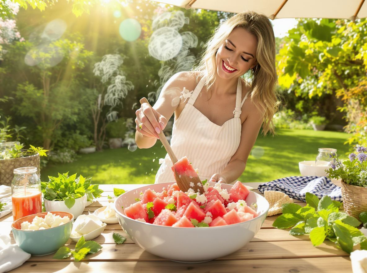 A görögdinnye és feta frissítő kontrasztot ad a salátának.