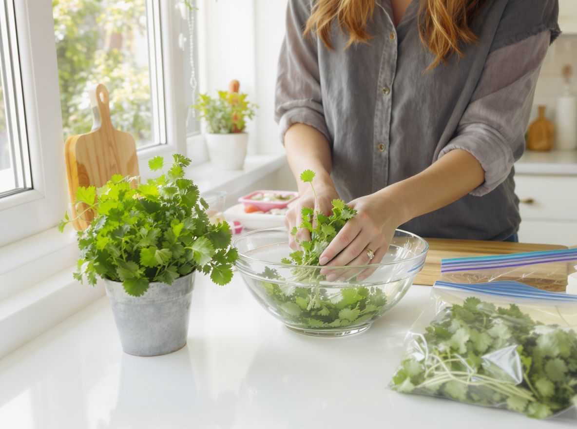 A koriandert nedves papírtörlőben tárolva tovább friss marad.
