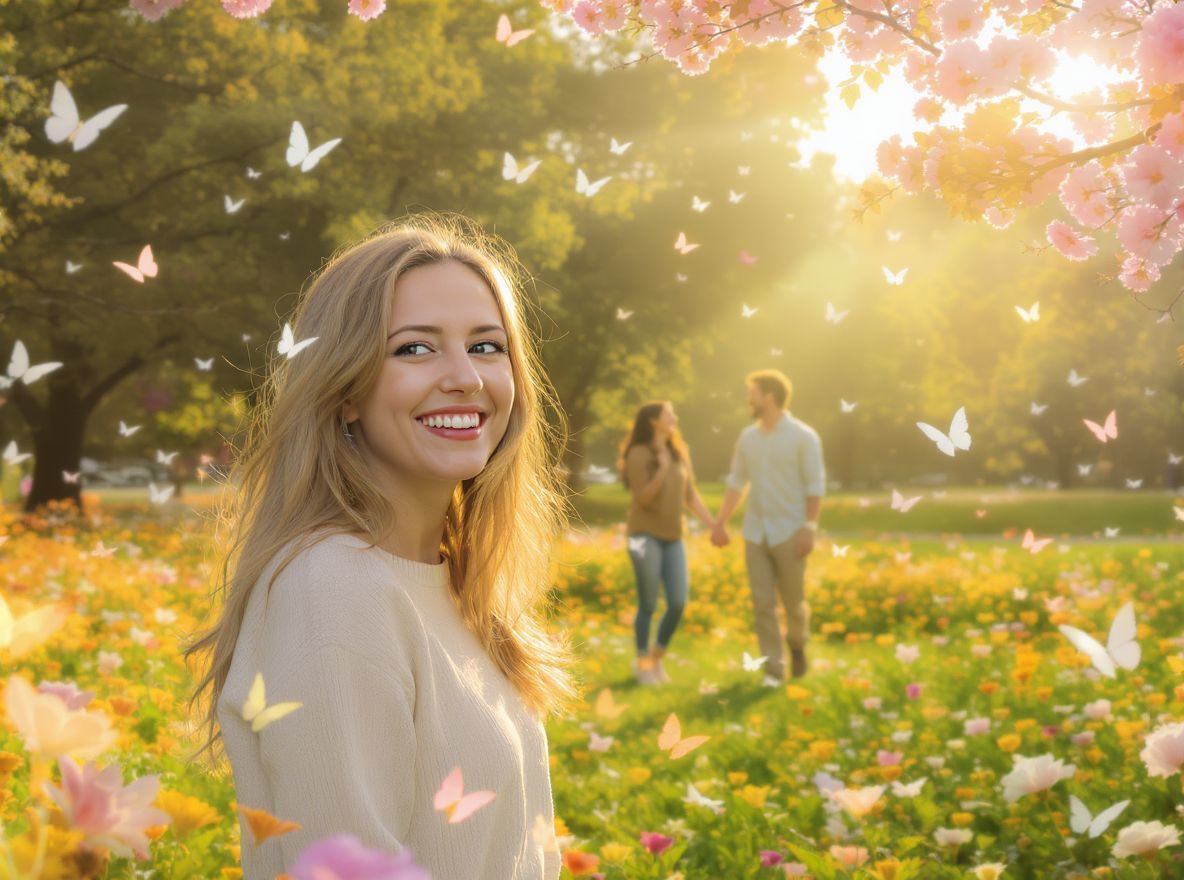 Az örömteli nő pozitív energiahullámokat generál a kapcsolatban.