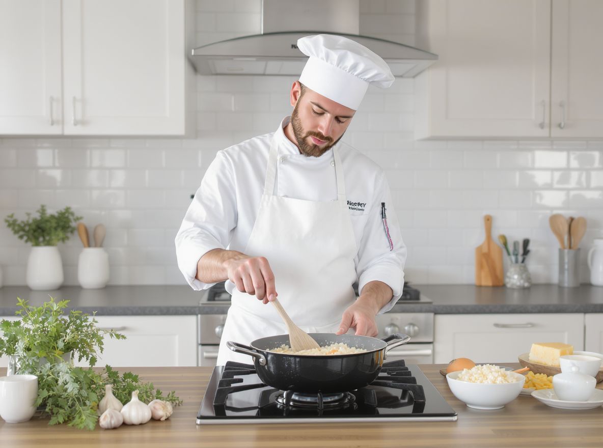 A rizottóhoz folyamatos keverés szükséges a megfelelő állaghoz.