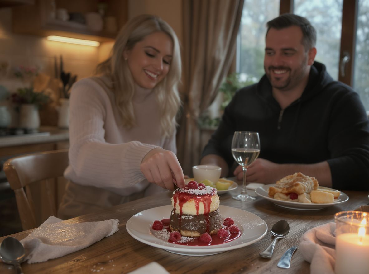 A krémes soufflé és málnaszósz tökéletes édesség, örök kedvenc.